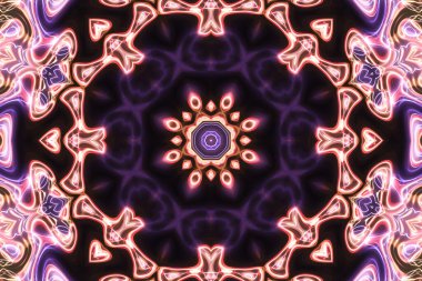 Esrarengiz sihirli neon parlayan geometrik mandala fantezi fraktal. Soyut arkaplan.