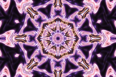 Esrarengiz sihirli neon parlayan geometrik mandala fantezi fraktal. Soyut arkaplan.