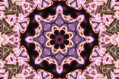 Esrarengiz sihirli neon parlayan geometrik mandala fantezi fraktal. Soyut arkaplan.