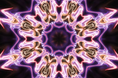 Esrarengiz sihirli neon parlayan geometrik mandala fantezi fraktal. Soyut arkaplan.