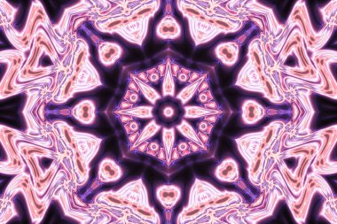 Esrarengiz sihirli neon parlayan geometrik mandala fantezi fraktal. Soyut arkaplan.
