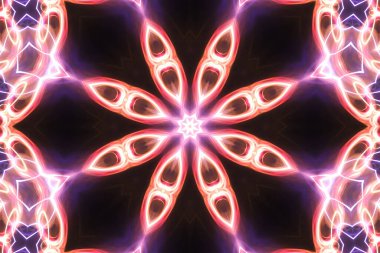 Esrarengiz sihirli neon parlayan geometrik mandala fantezi fraktal. Soyut arkaplan.
