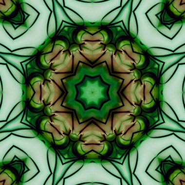 Esrarengiz sihirli neon parlayan geometrik mandala fantezi fraktal. Soyut arkaplan.