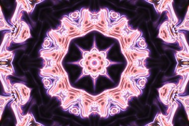 Esrarengiz sihirli neon parlayan geometrik mandala fantezi fraktal. Soyut arkaplan.
