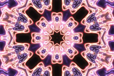 Esrarengiz sihirli neon parlayan geometrik mandala fantezi fraktal. Soyut arkaplan.