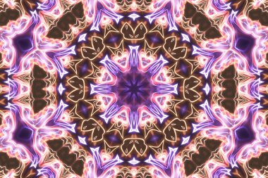 Esrarengiz sihirli neon parlayan geometrik mandala fantezi fraktal. Soyut arkaplan.