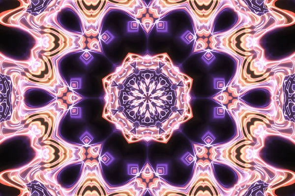 Magia Esotérica Neón Brillante Mandala Geométrica Fantasía Fractal Fondo Abstracto — Foto de Stock