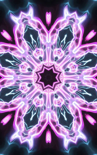 Esoterik Magische Neon Glühende Geometrische Mandala Fantasie Fraktal Abstrakter Hintergrund — Stockfoto