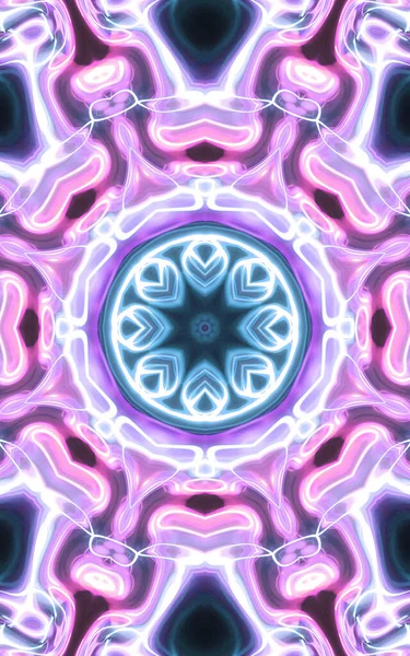 Magia Esotérica Neón Brillante Mandala Geométrica Fantasía Fractal Fondo Abstracto — Foto de Stock