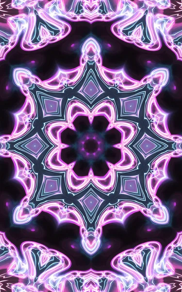 Esoterik Magische Neon Glühende Geometrische Mandala Fantasie Fraktal Abstrakter Hintergrund — Stockfoto