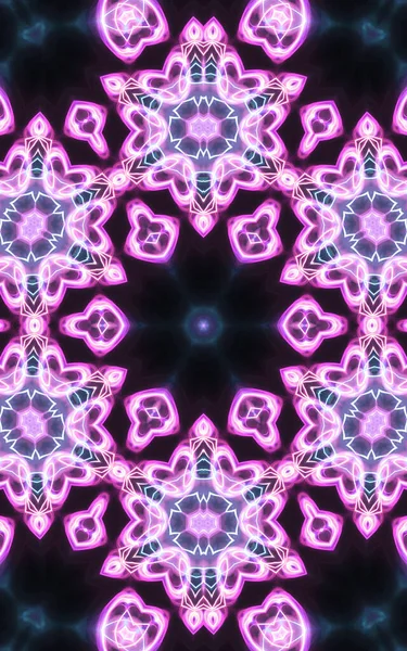 Esoteruc Magic Neon Glowing Geometric Mandala Fantasy Fractal Abstract Background — Stock Photo, Image
