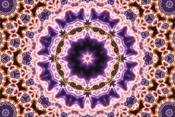 Magia Esotérica Neón Brillante Mandala Geométrica Fantasía Fractal Fondo Abstracto —  Fotos de Stock
