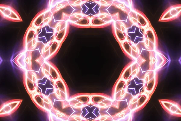 Esoteruc Magic Neon Glowing Geometric Mandala Fantasy Fractal 要旨の背景 — ストック写真