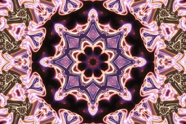 Magia Esotérica Neón Brillante Mandala Geométrica Fantasía Fractal Fondo Abstracto —  Fotos de Stock