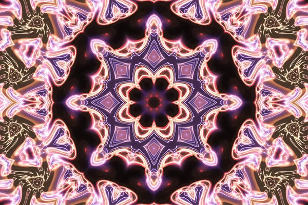 Magia Esotérica Neón Brillante Mandala Geométrica Fantasía Fractal Fondo Abstracto — Foto de Stock