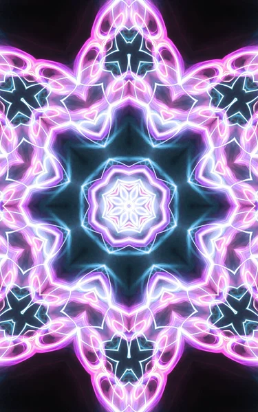 Magia Esotérica Neón Brillante Mandala Geométrica Fantasía Fractal Fondo Abstracto — Foto de Stock