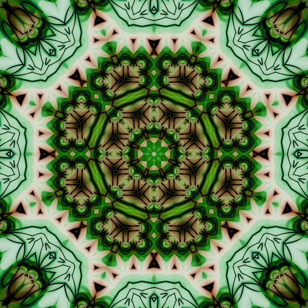 Ezoteruc Mágikus Neon Világító Geometrikus Mandala Fantasy Fraktál Absztrakt Háttér — Stock Fotó