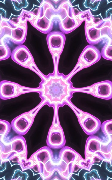 Magiczny Neon Esoteruc Świecący Geometryczny Fraktal Mandali Fantasy Streszczenie Tła — Zdjęcie stockowe