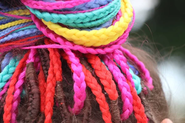 Colorful Braids Close View — Stock Photo, Image