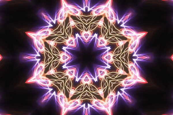 Esrarengiz Sihirli Neon Parlayan Geometrik Mandala Fantezi Fraktal Soyut Arkaplan — Stok fotoğraf