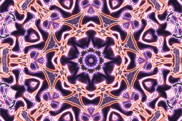 Magie Ésotéruque Néon Brillant Géométrique Mandala Fantaisie Fractale Contexte Abstrait — Photo