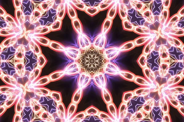 Esoteruc Magic Neon Glowing Geometric Mandala Fantasy Fractal 要旨の背景 — ストック写真