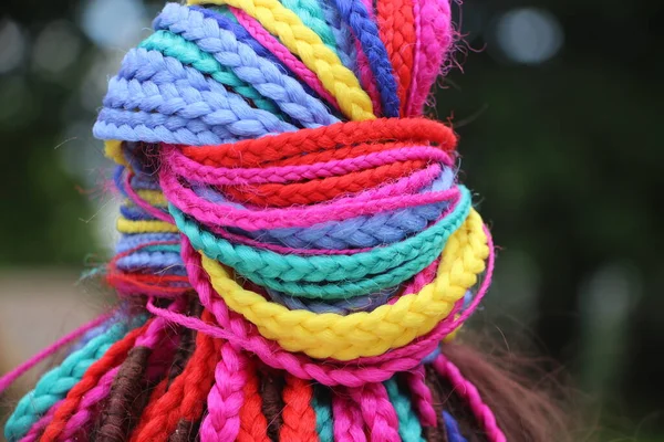 Colorful Braids Close View — Stock Photo, Image