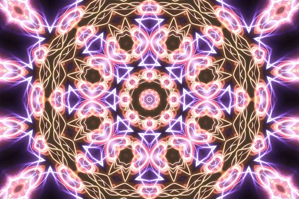 Esoteruc Magi Neon Glödande Geometriska Mandala Fantasi Fraktal Abstrakt Bakgrund — Stockfoto