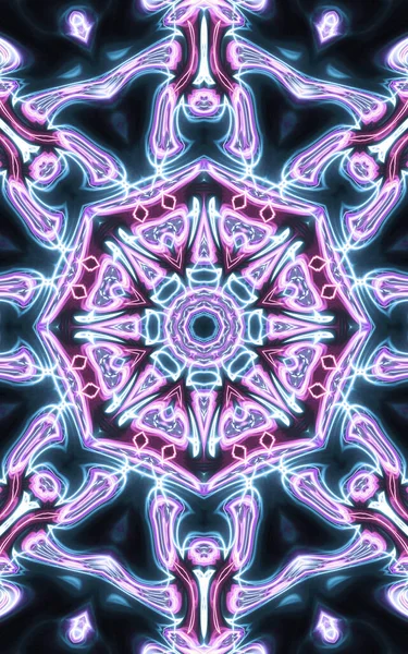 Esoteruc Magic Neon Glowing Geometric Mandala Fantasy Fractal 要旨の背景 — ストック写真