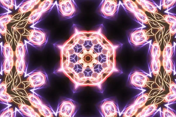 异特鲁克魔法霓虹灯闪烁着几何图形曼陀罗奇幻分形 摘要背景 — 图库照片