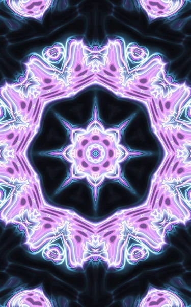 Magia Esotérica Neón Brillante Mandala Geométrica Fantasía Fractal Fondo Abstracto —  Fotos de Stock