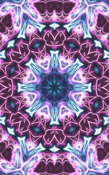 Магический Неоновый Эзотерический Светящийся Геометрический Фрактал Мандалы Абстрактный Фон — стоковое фото