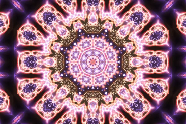 Sihir Esoteruc Neon Bersinar Geometris Mandala Fantasi Fraktal Latar Belakang — Stok Foto