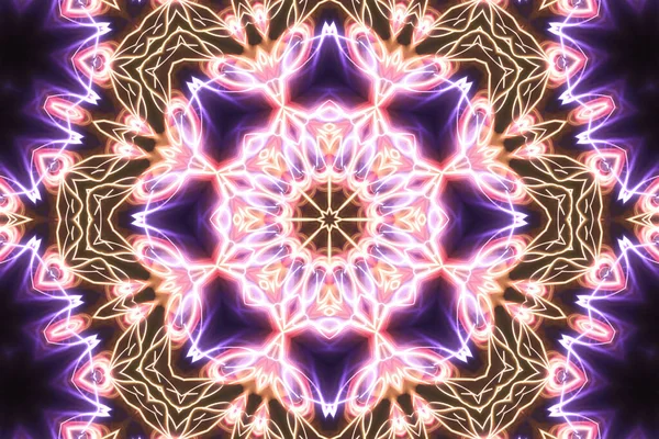 Εσωτερική Μαγεία Νέον Λαμπερό Γεωμετρικό Φράκταλ Φαντασίας Μαντάλα Αφηρημένο Φόντο — Φωτογραφία Αρχείου