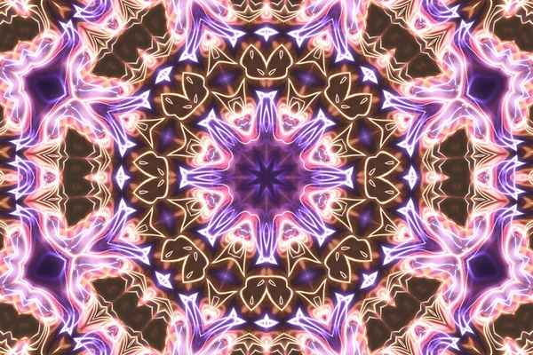 Magia Esotérica Neón Brillante Mandala Geométrica Fantasía Fractal Fondo Abstracto — Foto de Stock