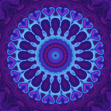 Esrarengiz neon parlayan geometrik soyut arkaplan. Fantezi fraktal kavramı