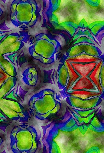 Esoterik Magische Neon Glühende Geometrische Mandala Fantasie Fraktal Abstrakter Hintergrund — Stockfoto