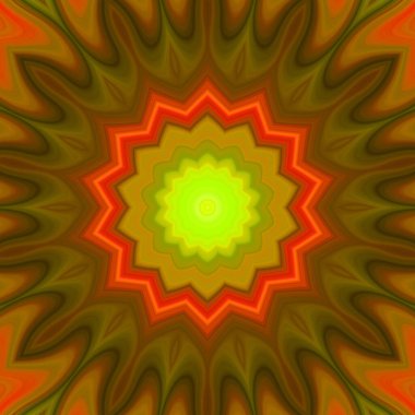 Esrarengiz neon parlayan geometrik soyut arkaplan. Fantezi fraktal kavramı