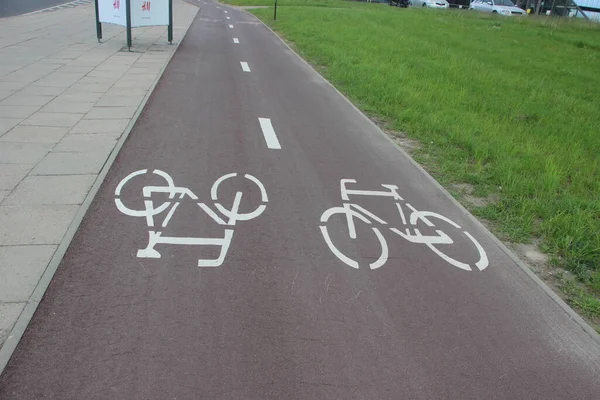 Yoldaki bisiklet yolu tabelası