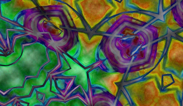 Езотерку Магічний Неоновий Фентезійний Фрактал Світиться Геометричною Мандали Абстрактний Фон — стокове фото