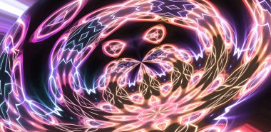 Soyut neon parlayan geometrik fantezi arka planı