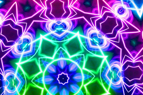 Abstract Neon Gloeiende Geometrische Fantasie Achtergrond — Stockfoto