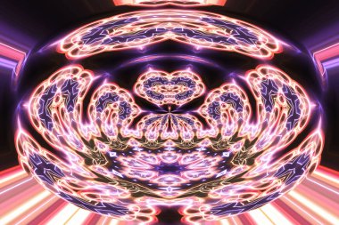 Soyut neon parlayan geometrik fantezi arka planı