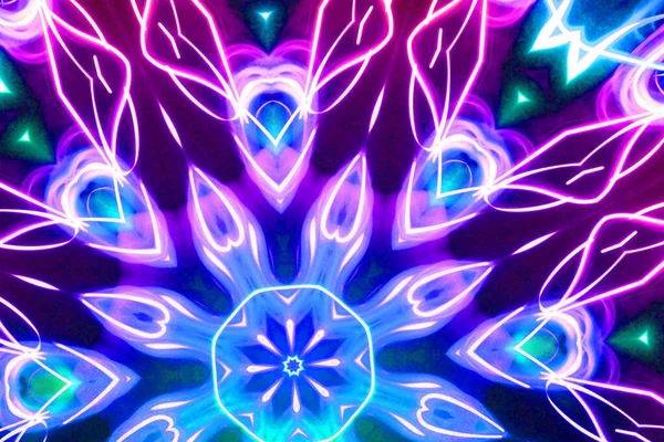 Astratto Neon Incandescente Sfondo Fantasia Geometrica — Foto Stock