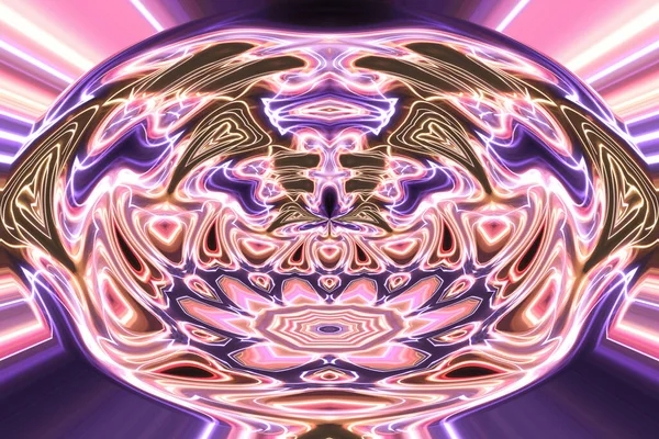 Abstrakt Neon Glødende Geometrisk Fantasy Baggrund - Stock-foto