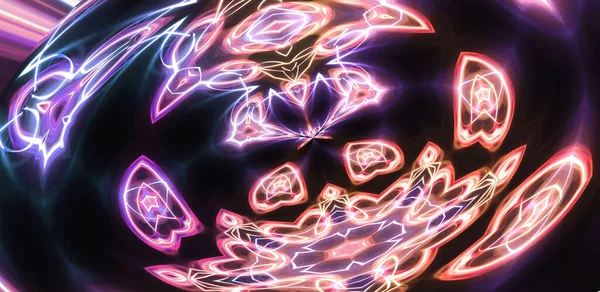 Abstrakt Neonglødende Geometrisk Fantasirombakgrunn – stockfoto