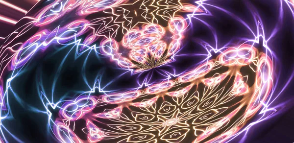 Abstrakt Neonglødende Geometrisk Fantasirombakgrunn – stockfoto