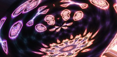 Soyut neon parlayan geometrik fantezi arka planı