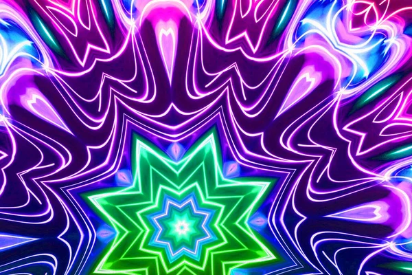 Abstract Neon Glowing Geometric Fantasy Background — Stock Photo, Image