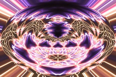 Soyut neon parlayan geometrik fantezi arka planı